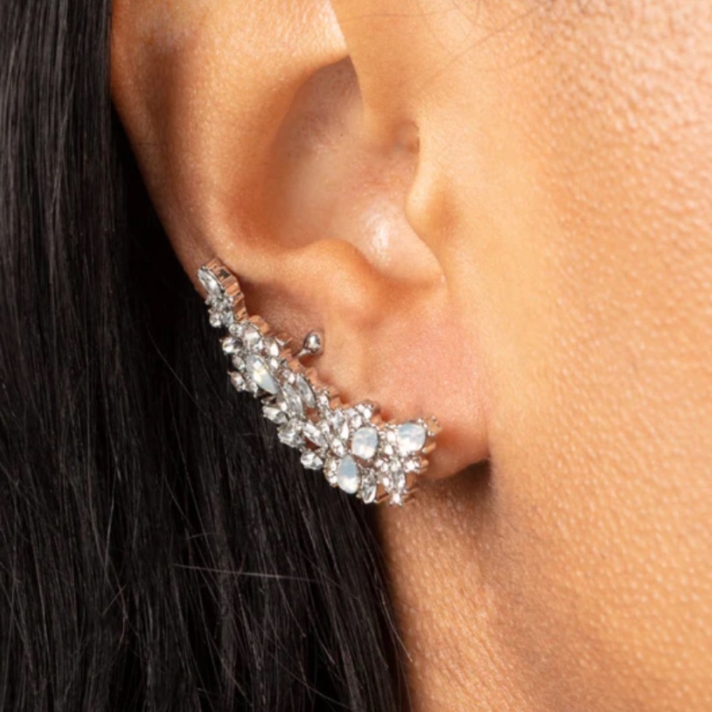 NWT White & Silver Panoramic Earrings